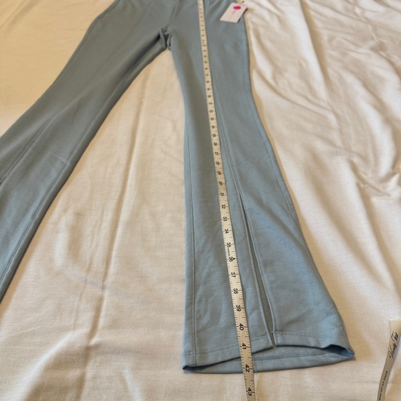 NEW Yogalicious Small Light Blue Terry Brush High Rise Flared Leg Pants Lounge - Picture 7 of 11